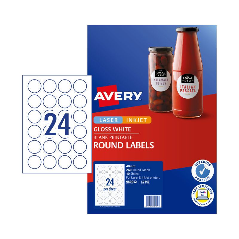 AV Lbl Gls RD L7147 40MM PK240, image 1 of 3