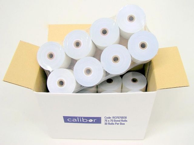 Calibor Bond Paper 76X76 50 Rolls/box Plain