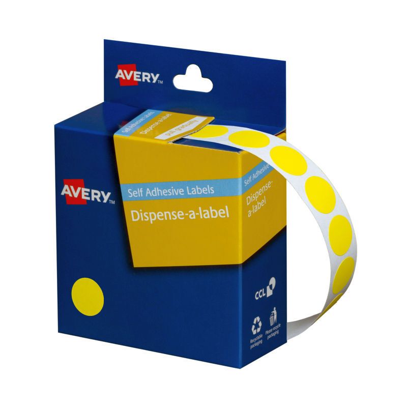 Avery Disp Ylw 14MM ROLL1050