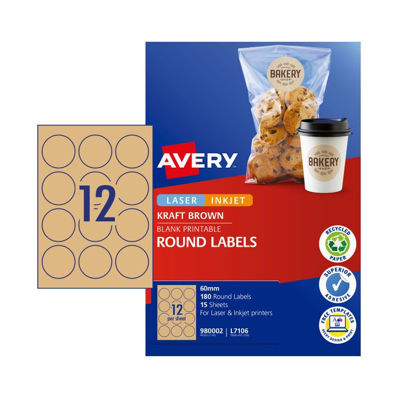 AV Lbl RD Brn 60MM 12UP PK15, image 1 of 3