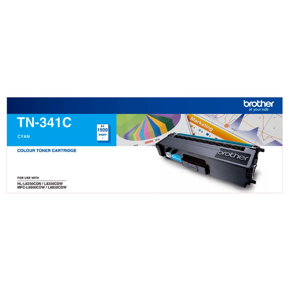 Brother TN-341C Standard Yield Cyan Toner, 1500 Pages
