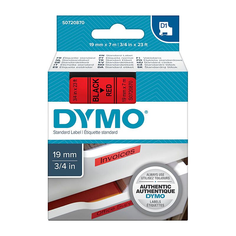 D1 Blk ON Red 19MMX7M Tape