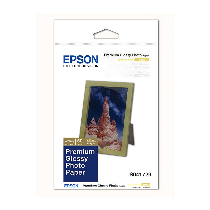 Epson C13S041729 Epson Premium Glossy Photo Paper 4" X 6", 50 PK