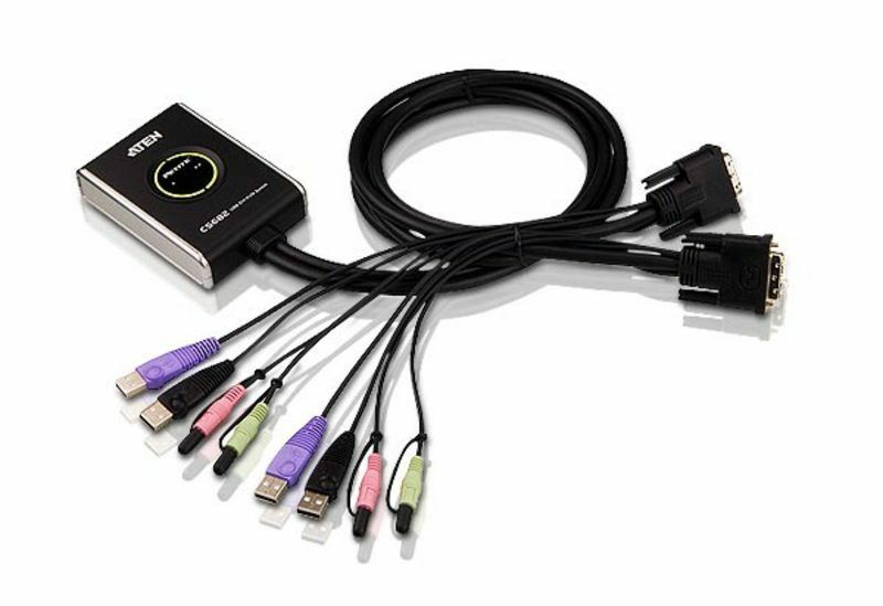 Aten 2 Port Usb 2.0 Dvi Cable Kvmp Switch with Audio