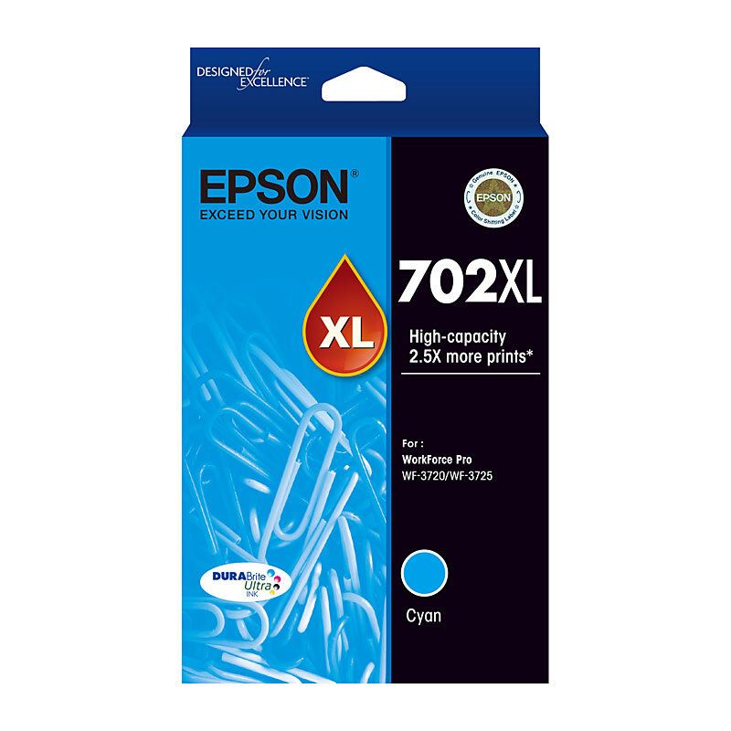 Epson C13T345292 High Yield 702XL Cyan Ink Durabrite