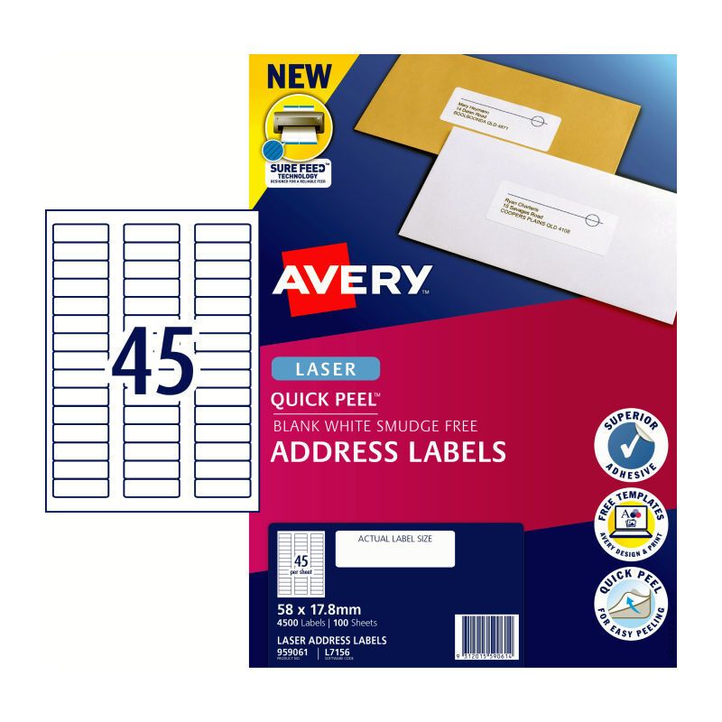 AV Lsr Lbl QP L7156 45UP PK100, image 1 of 2