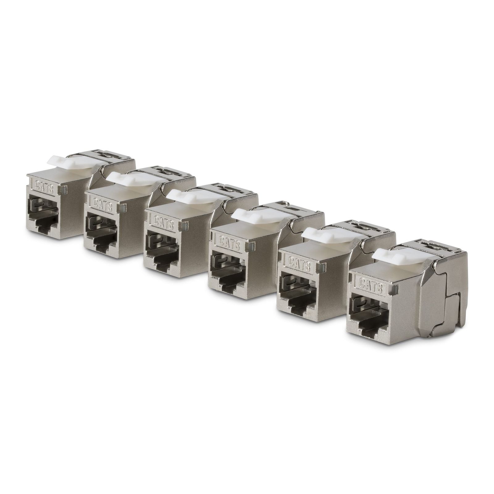 Startech.com CAT8 Keystone Jack 6-PACK, Stp, 180-DEG Toolless, Ltw, image 1 of 7