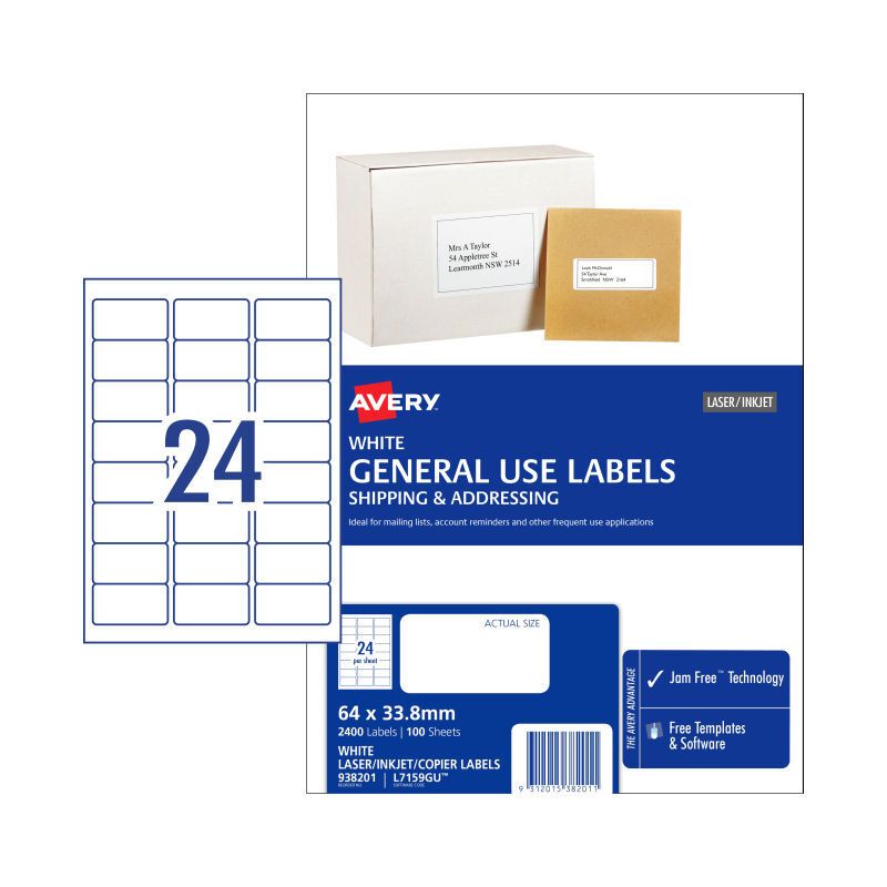 AV Gen Lbl L7159GU 24UP PK100, image 1 of 3