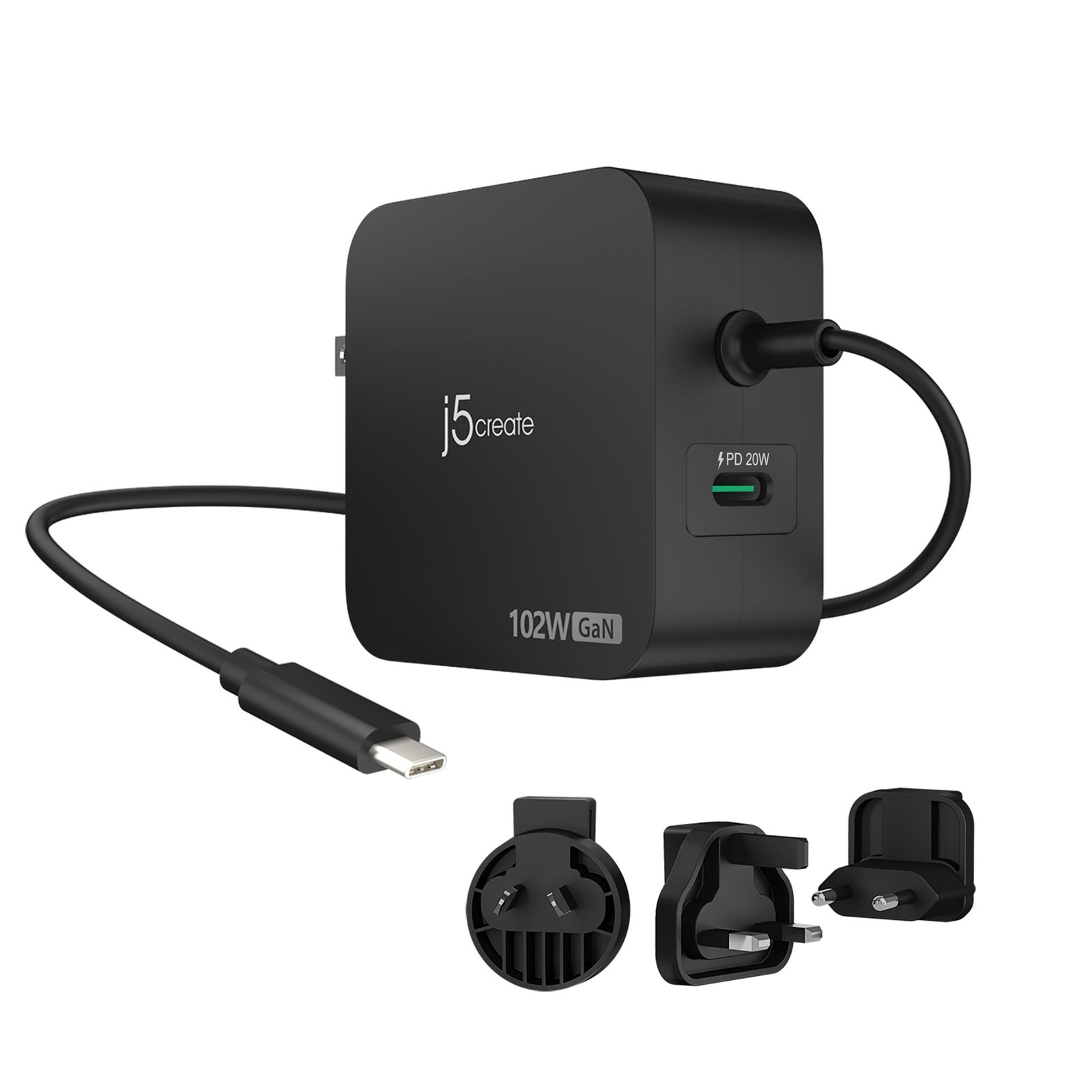 Usb-c 2-PORT Charger Changeable AC Plugs, image 1 of 6