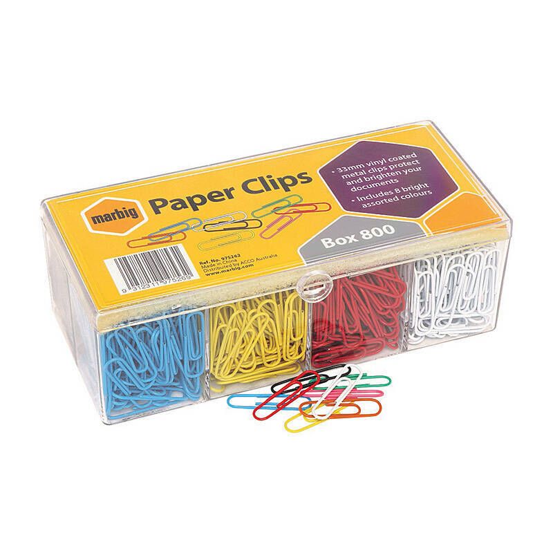 Mbg Paper Clips Asst Col BX800