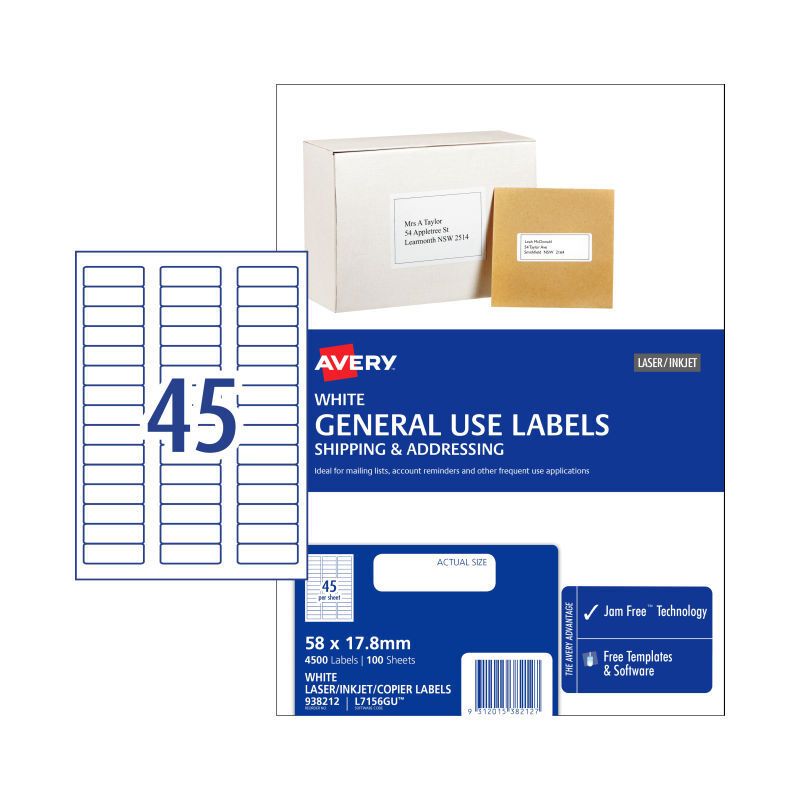 AV Gen Lbl L7516GU 45UP PK100, image 1 of 3