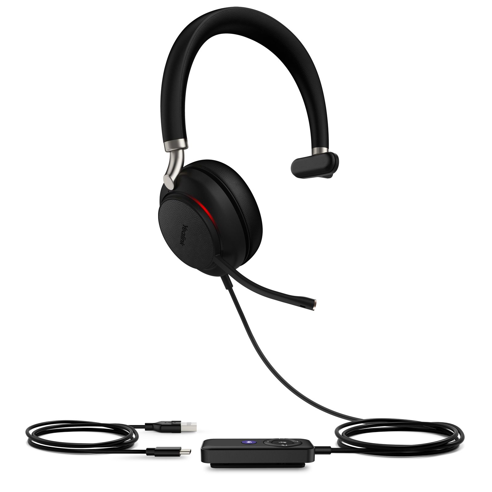 Yealink (UH38) Wired UC Mono Headset, Noise Cancelling Mic, Leather, Bluetooth & Usb-c