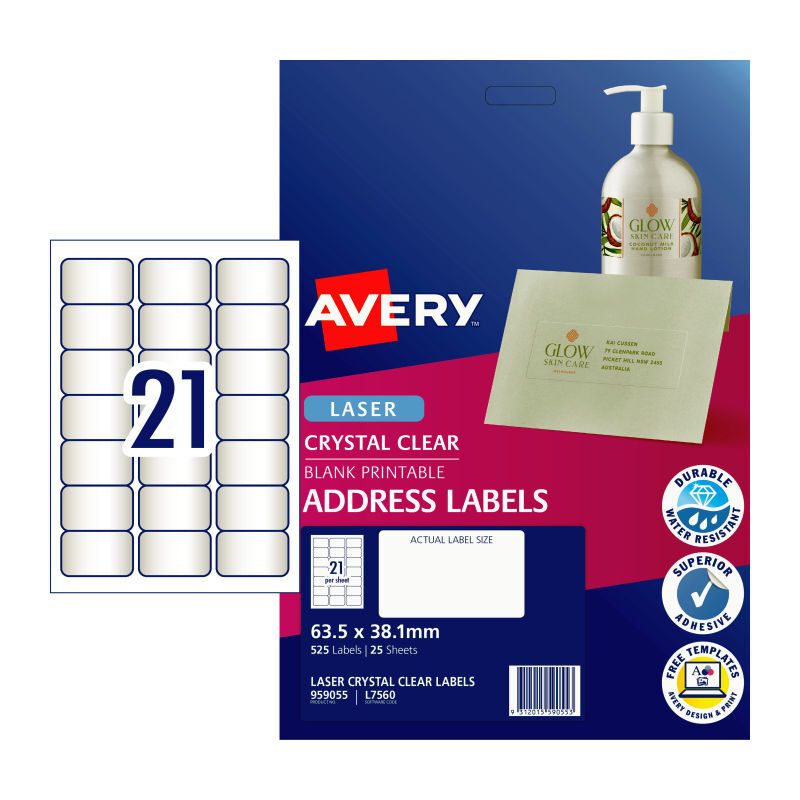 Avery Lbl Clr L7560 21UP PK25, image 1 of 2