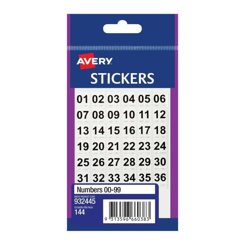 AV Number Sticker 00-99 BX10