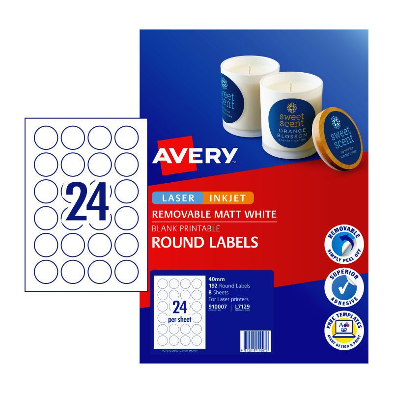 AV Lbl RD L7129 40MM 24UP PK8, image 1 of 2