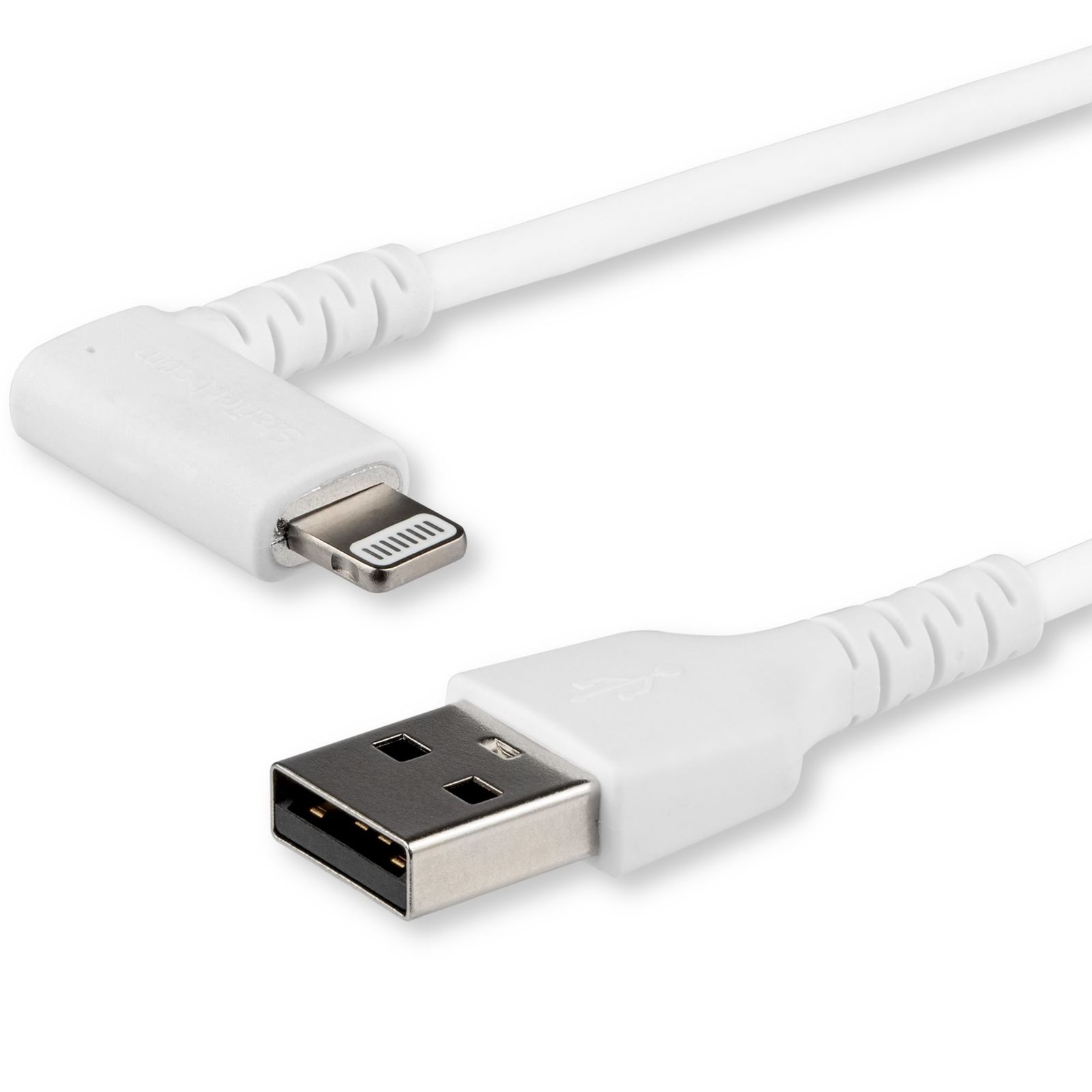 Startech 2M Usb-a TO Lightning Charge/sync Cable, Right Angled, Durable, Mfi, White, 2, image 1 of 6