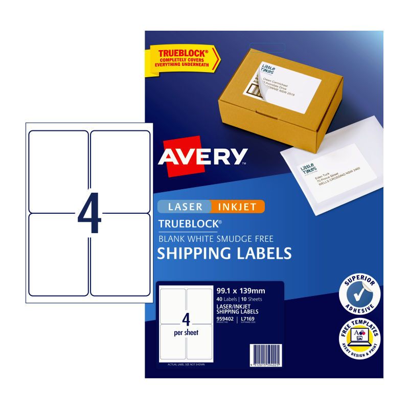 AV IP Lbl Wht L7169 4UP PK10, image 1 of 2