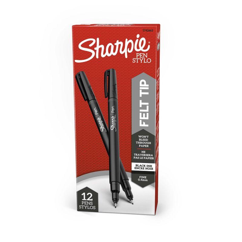 Sharpie Fineliner Pen Blk BX12, image 1 of 2