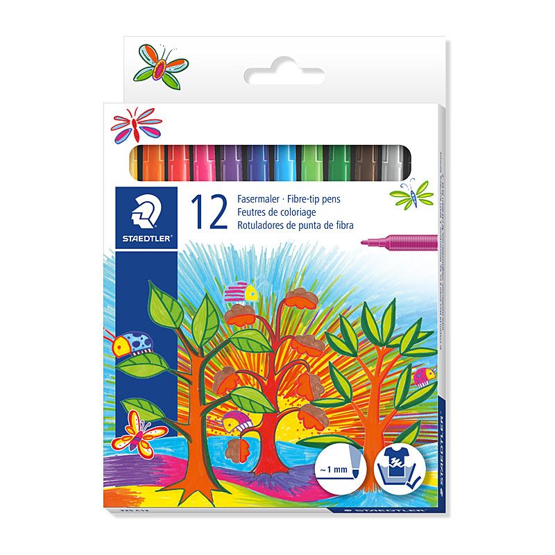 Staed Fibre Tip Pen Ast BX12