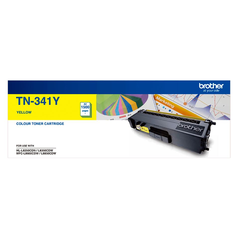Brother TN-341Y Standard Yield Yellow Toner, 1500 Pages