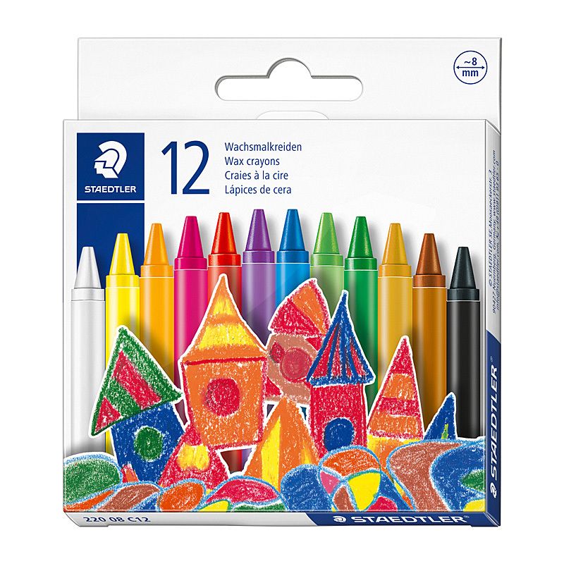 Staed Rnd Wax Crayon 8MM BX12