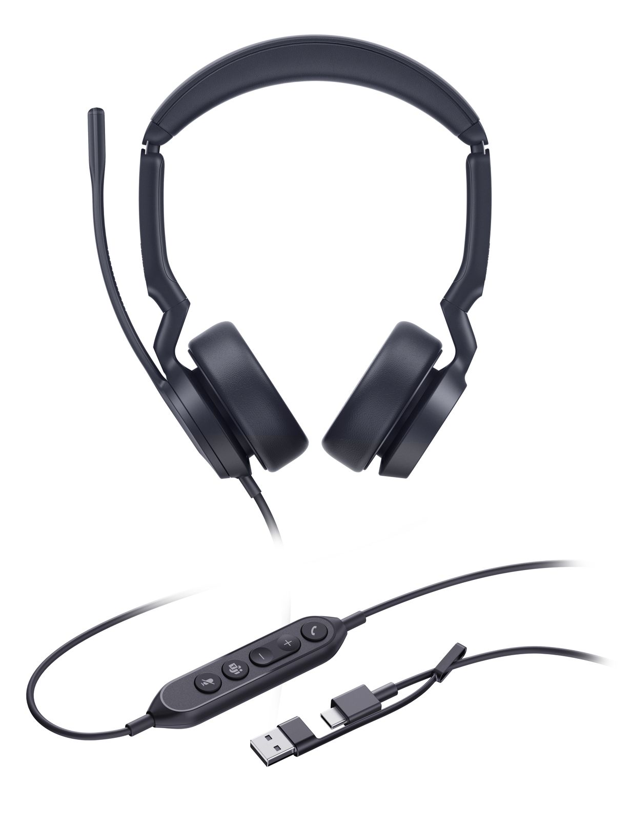 Yealink (UH44) Wired MS Stereo Headset, Noise Cancelling Mic, Leather, Usb-c, C/a Adapter, image 1 of 2