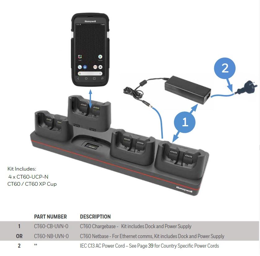 Honeywell Multidock Kit Charge 4-BAY CT60/CT60XP