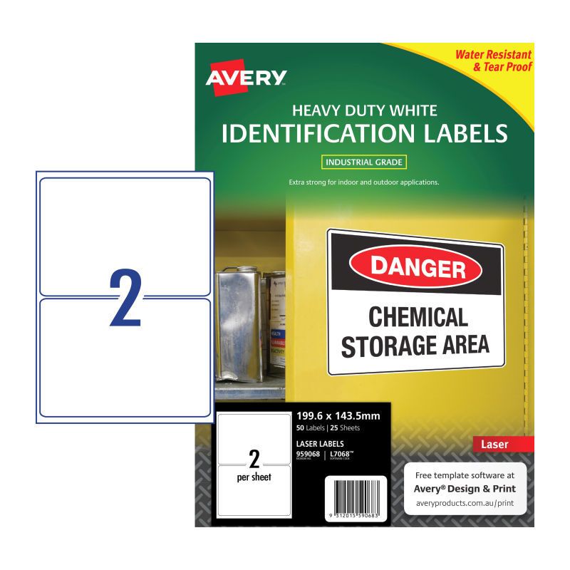 AV Laser Lbl HD L7068 2UP PK25, image 1 of 2