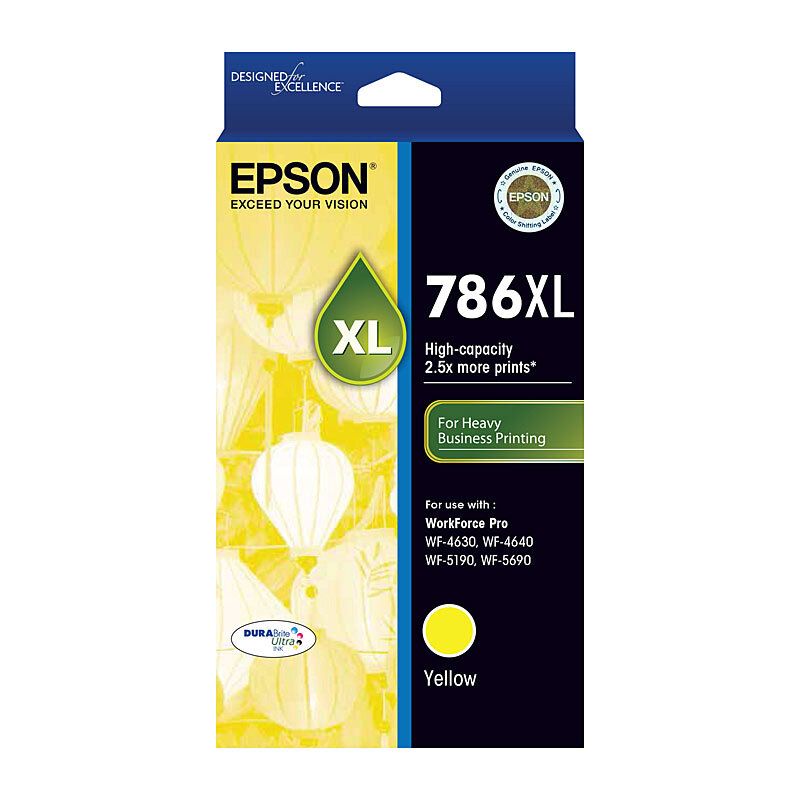 Epson C13T787492 786XL High Capacity Yellow Ink Cart, 2000PG