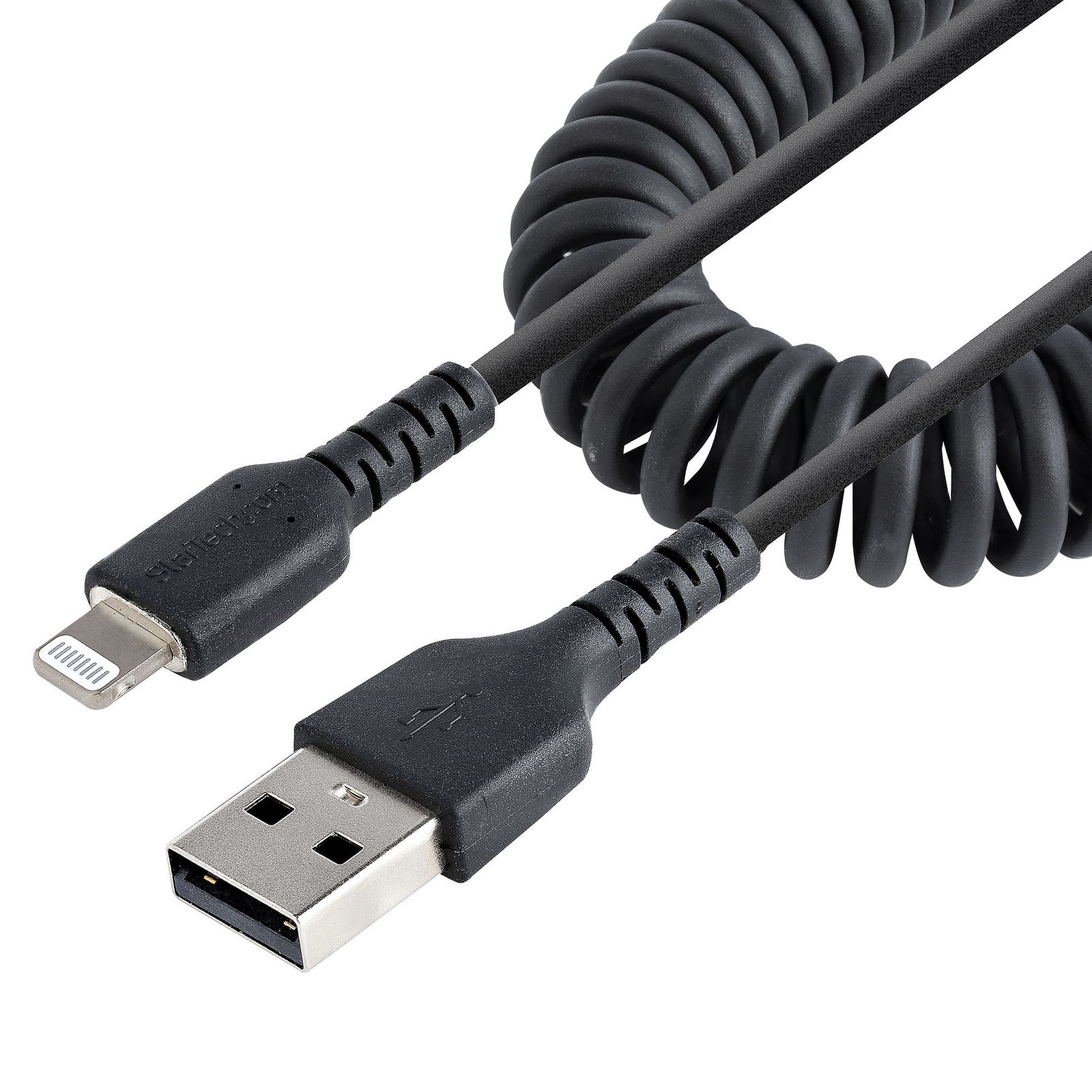 Startech 1M/3FT Usb TO Lightning Cable, Mfi Certified, Coiled, Black 2YR, image 1 of 12