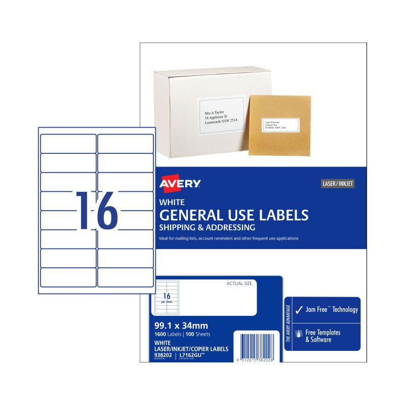 AV Gen Lbl L7162GU 16UP PK100, image 1 of 3