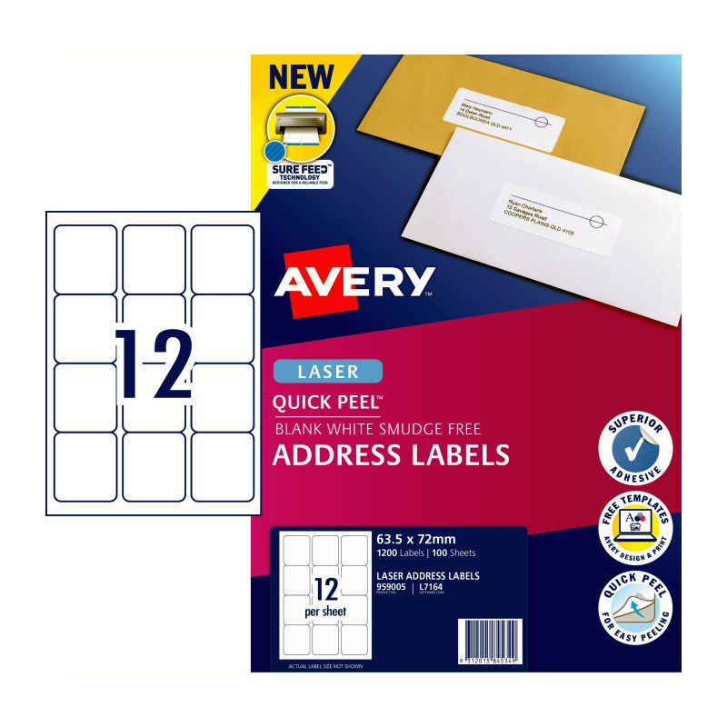 AV Lsr Lbl QP L7164 12UP PK100, image 1 of 2