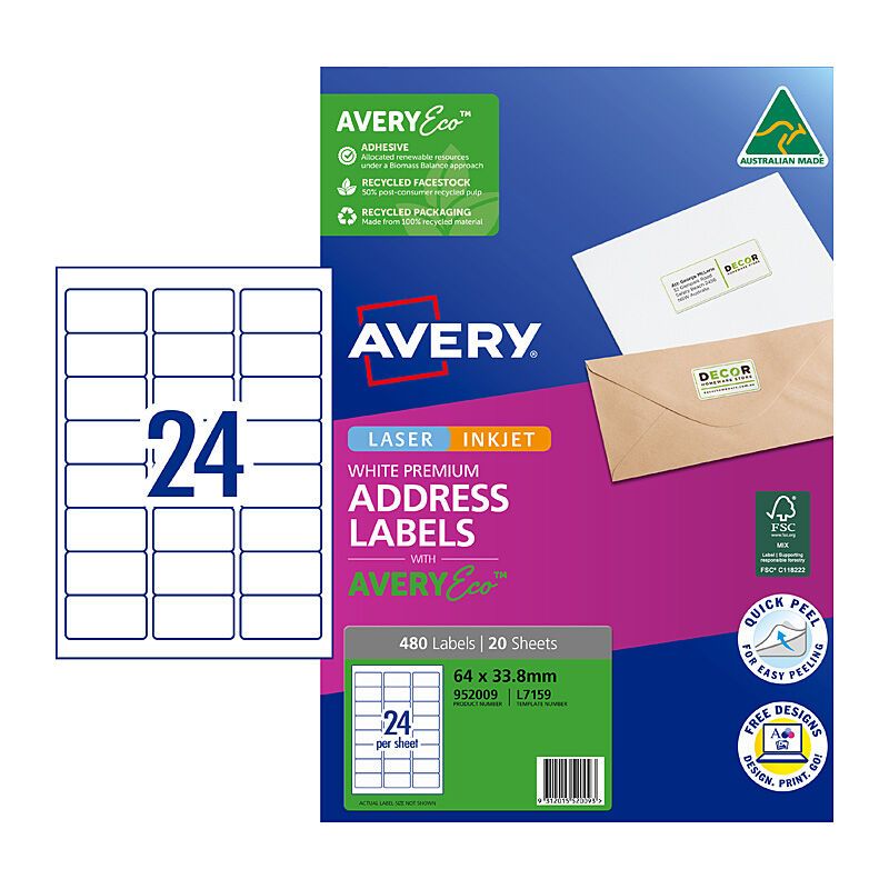 Averyeco Lbl L7159 24UP 20SHT, image 1 of 4