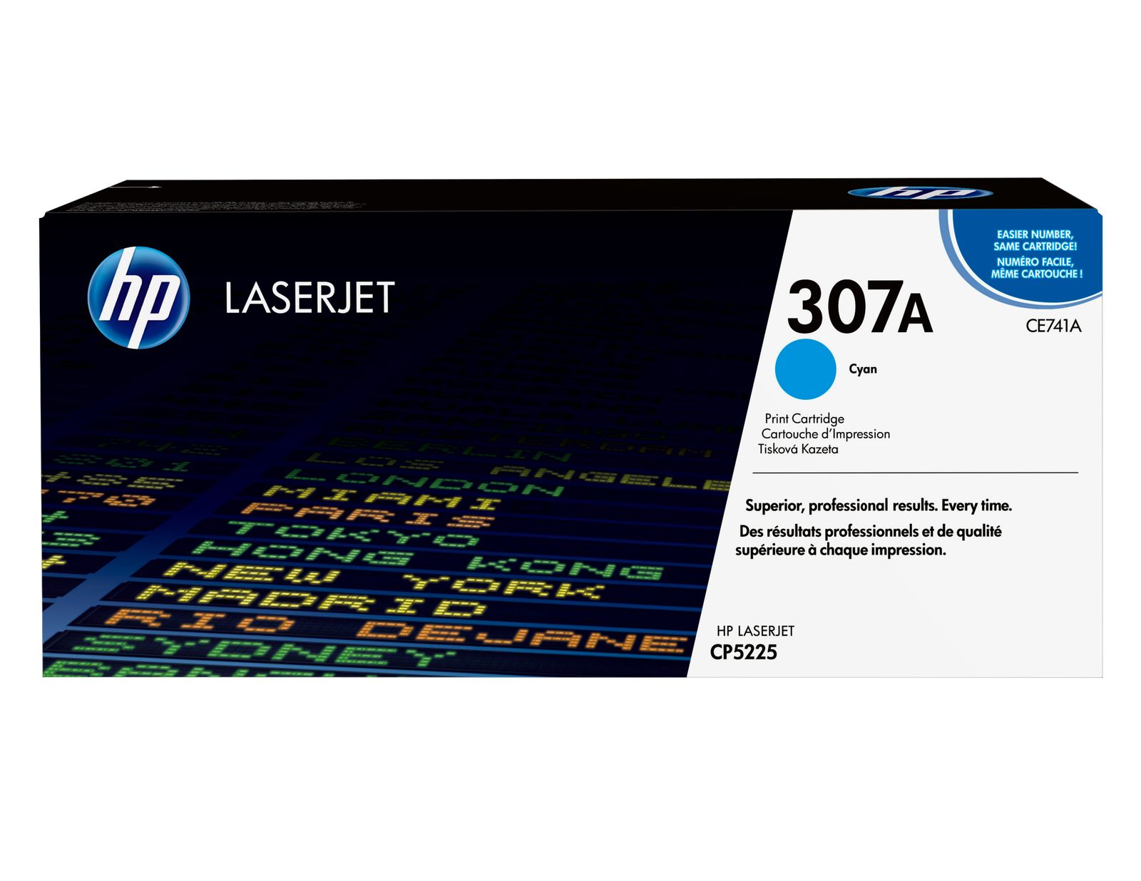 HP CE741A #307A Cyan Toner Cartridge (7,300 Yield), image 1 of 8