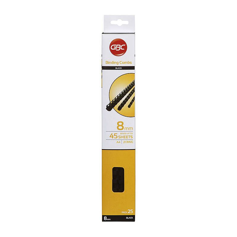 Gbc Plas 21 Loop 8MM Blk PK25