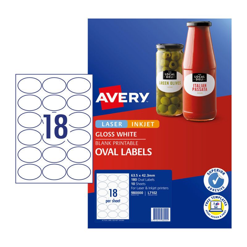 Avery Lbl Oval L7102 18UP PK10, image 1 of 2