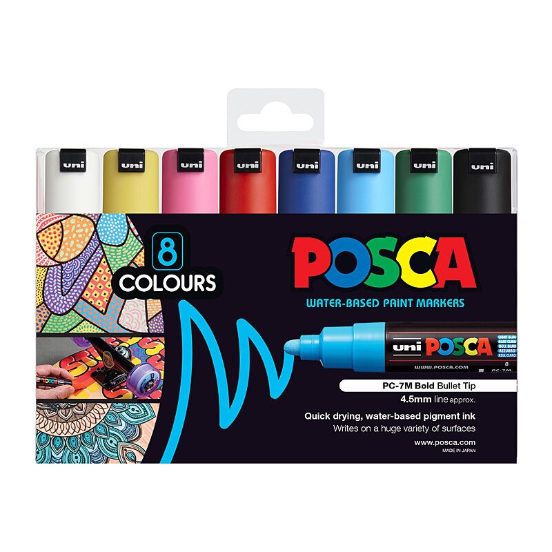 Posca PC-7M Bold Blt Asst PK8