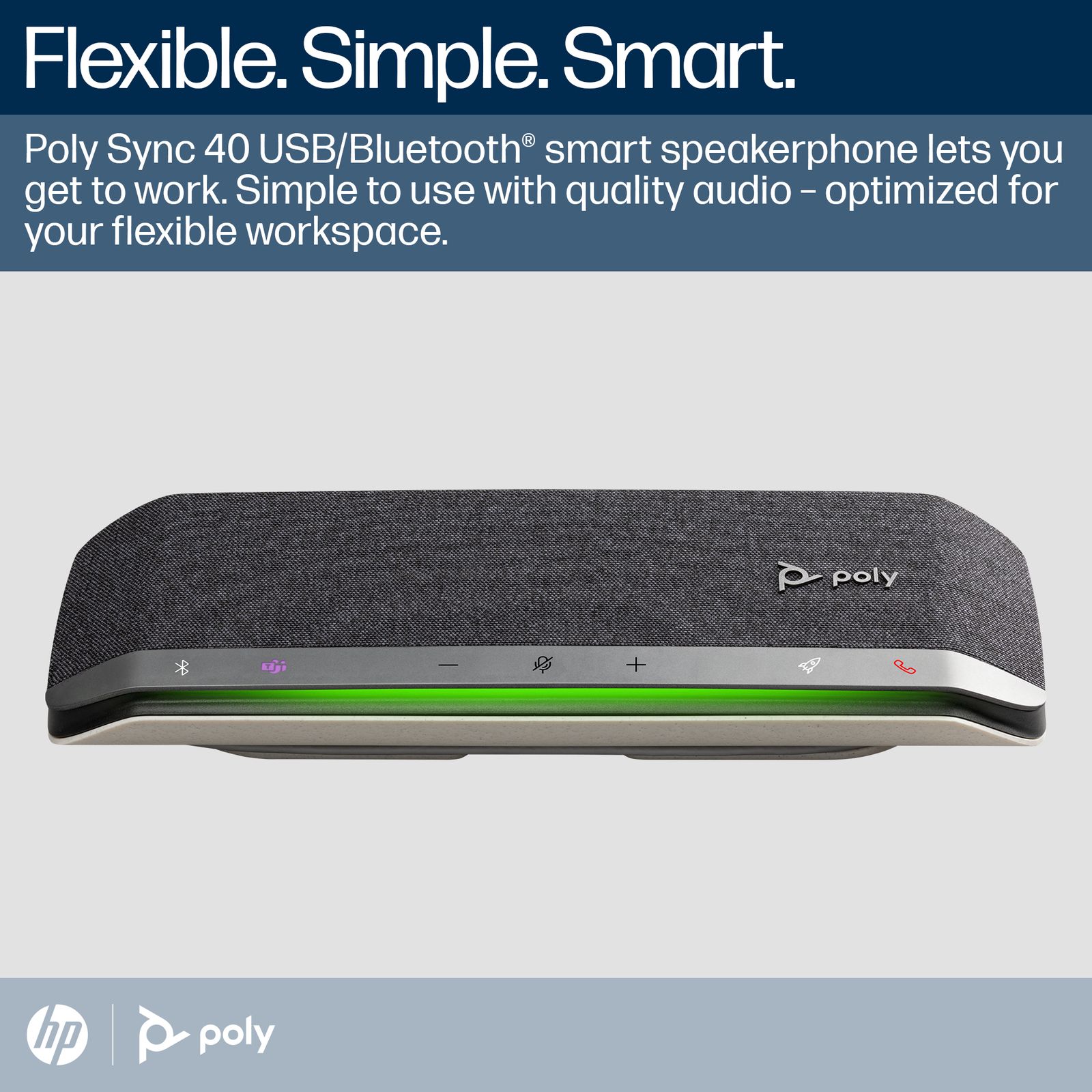 HP Poly Sync 40+ MS Smart Speakerphone,bluetooth + Usb-a + Usb-c + Usb-a BT600 Dongle (ms), image 1 of 11