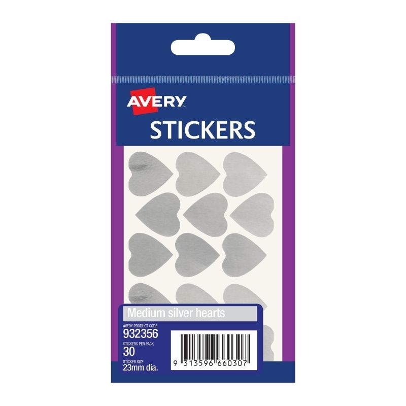 AV Med Heart Sticker Slvr BX10