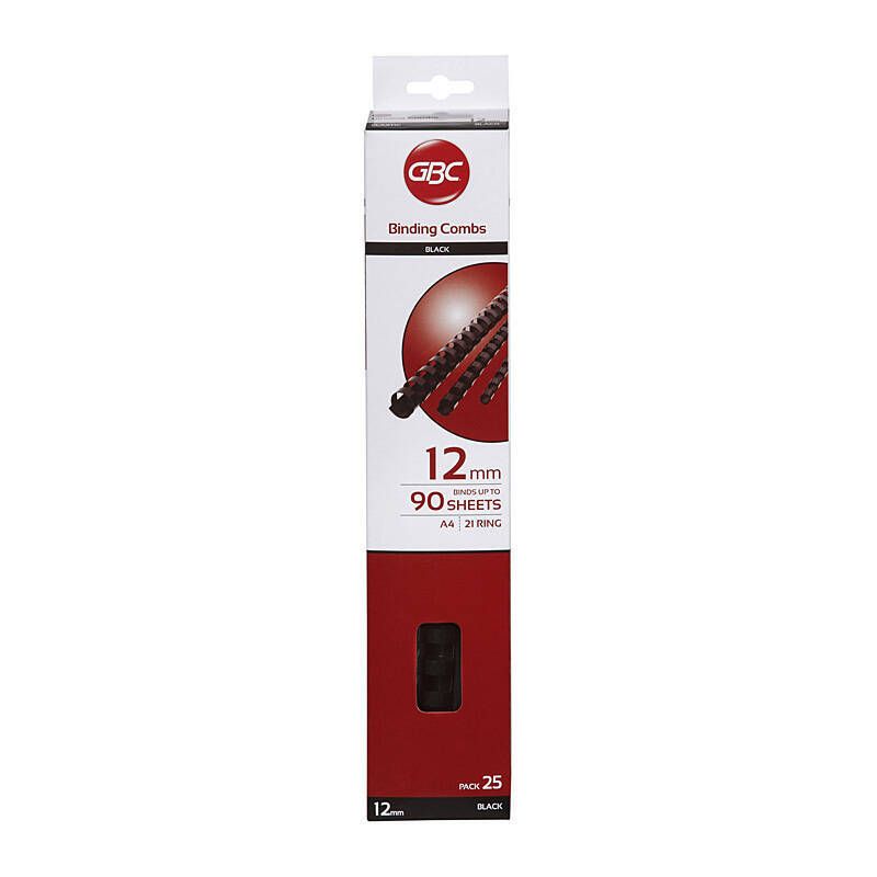 Gbc Plas 21LOOP 12MM Blk PK25