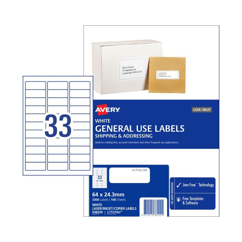AV Gen Lbl L7157GU 33UP PK100, image 1 of 3