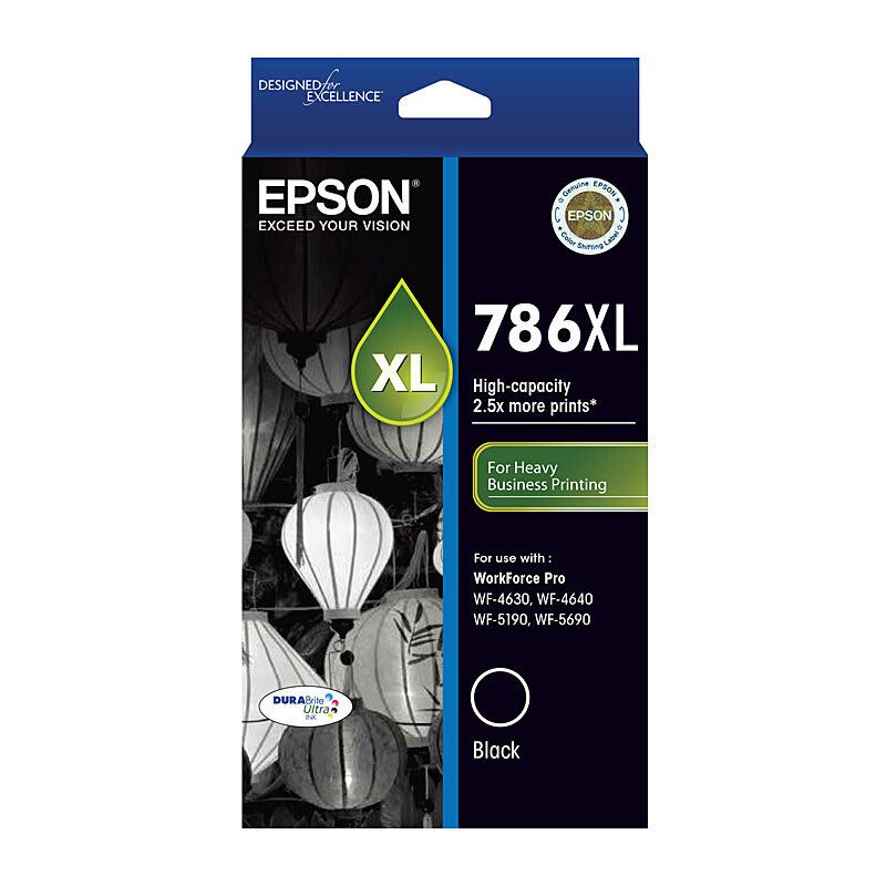 Epson C13T787192 786XL High Capacity Black Ink Cart, 2600PG