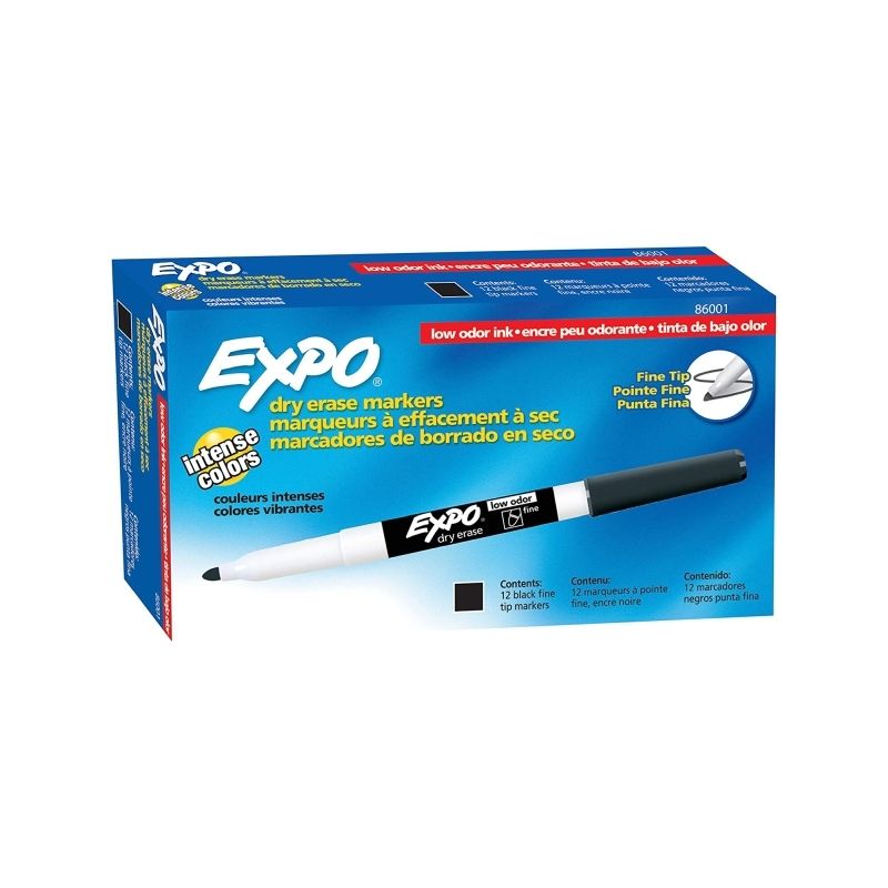 Expo W/b Marker Fine Blk BX12