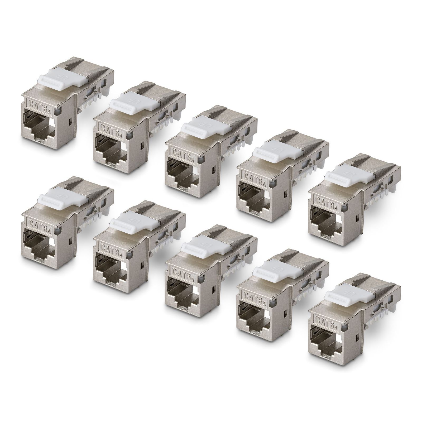 Startech.com.com Shielded CAT6A Keystone Jack 10-PACK, Stp, 90-DEG Toolless, 3 YR, image 1 of 6