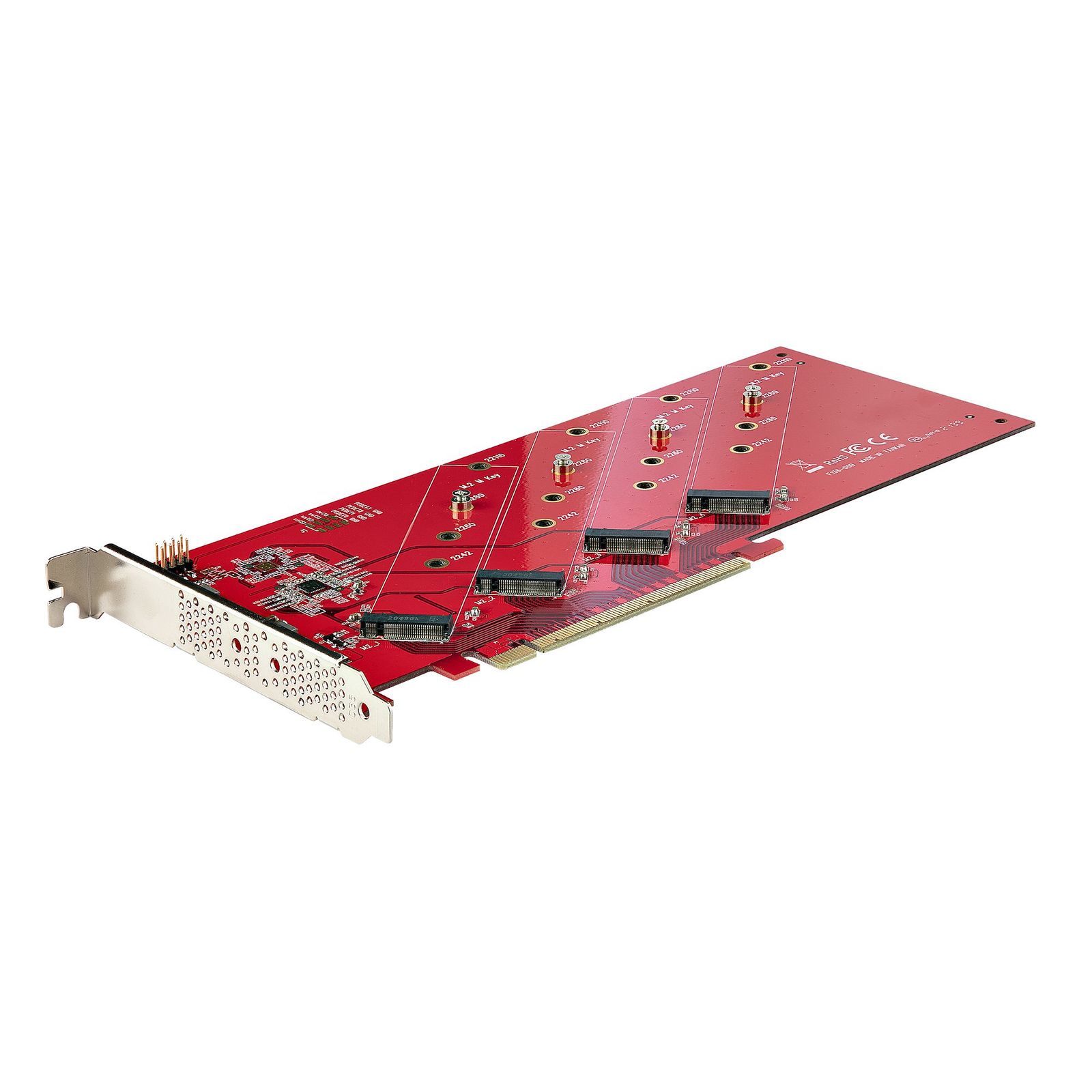 Startech.com Quad M.2 Pcie Ssd Adapter Card, X16 TO Quad M.2 Nvme Ssds, 2 YR, image 1 of 9