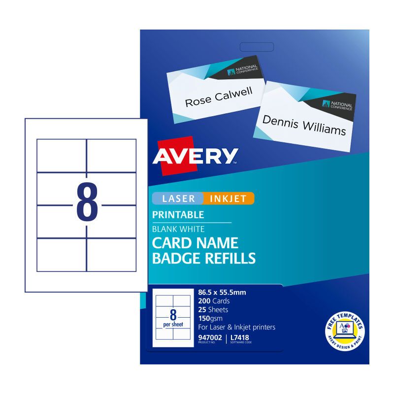 AV Badge Refill L7418 8UP PK25, image 1 of 2