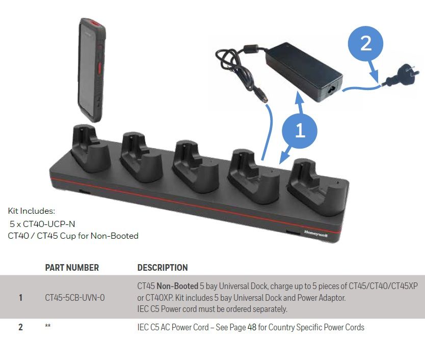 Honeywell Multidock Char 5-BAY CT47/CT45/XP N/boot