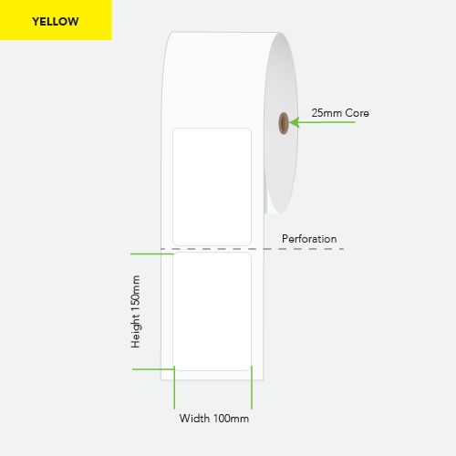 Label Therm Perm 100X150 1AC 400/R 25MM Yellow