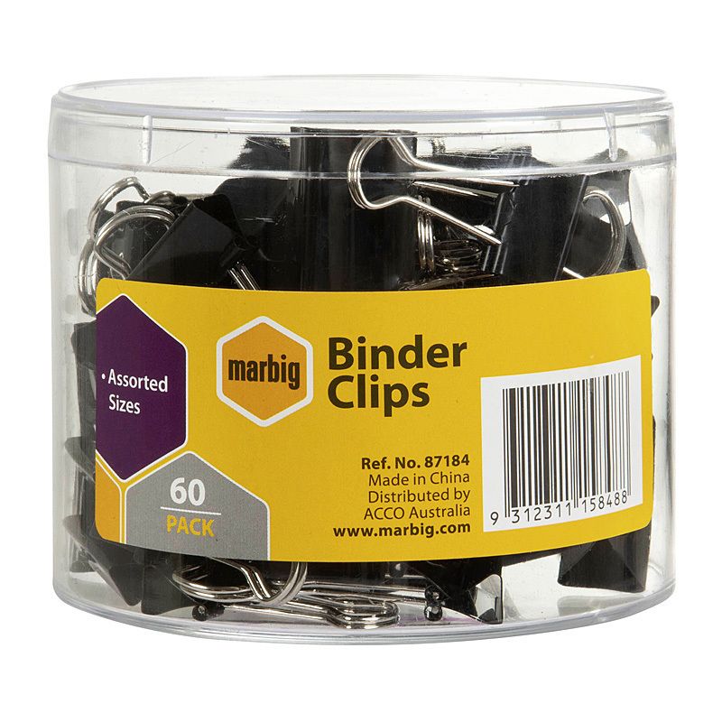 Mbg Binder Clips Ast Sze TUB60