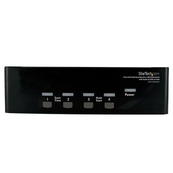 Startech 4 Port Kvm Switch, Dual Display, DVI(5), VGA(5), USBA/B(4), Audio, image 1 of 3